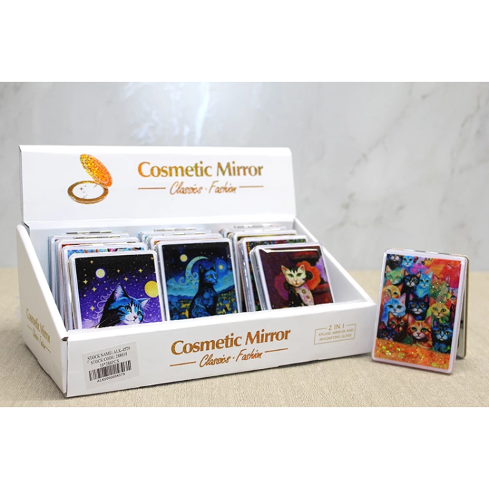 Hareketli Sulu Detaylı Kedi Figürlü El Aynası Alk4579 -