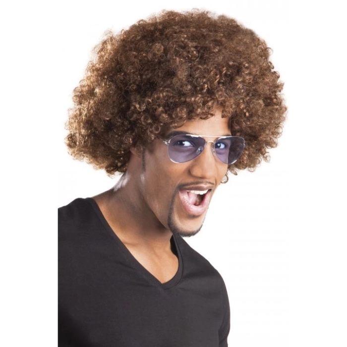 Kahve Renk Kıvırcık Afro Bonus Peruk -