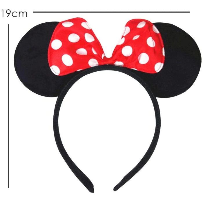 Kırmızı Fiyonklu Minnie Mouse Taç Fare Tacı Kafa Bandı -