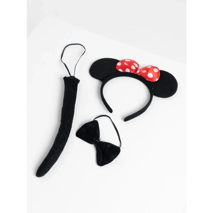 Minnie Mouse Kostüm Seti Taç Kuyruk Papyon Gösteri Seti -