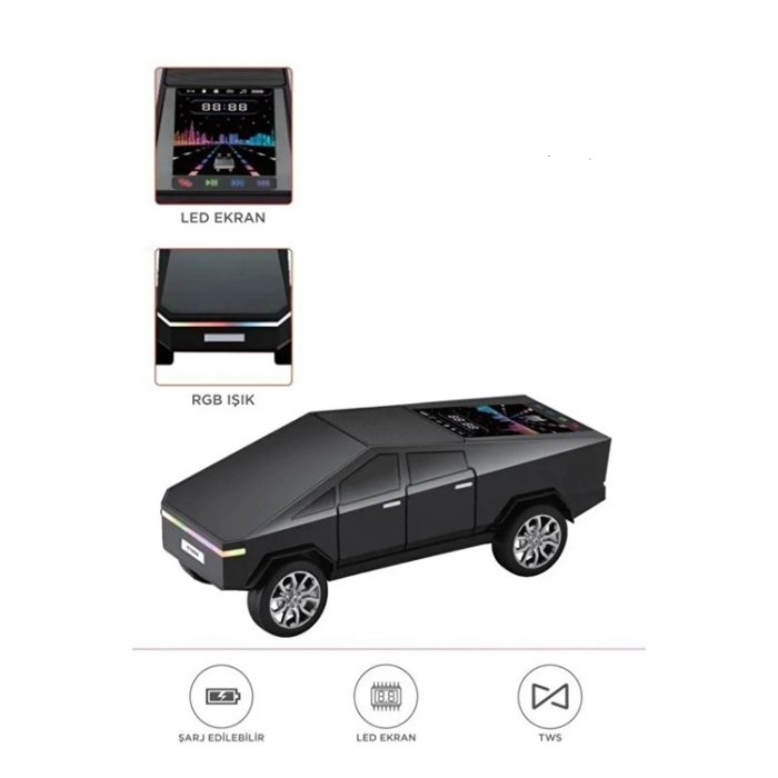D68 Cyber Model Araba Tasarımlı Bluetooth Hoparlör 15w Güçlü Ses Rgb Led /tws/usb Siyah -