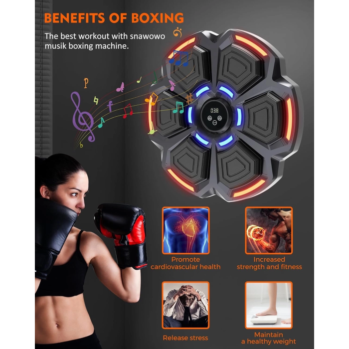 Bluetooth Hoparlör Özellikli Duvar Boks Makinesı 9 Mod Seviye Ayarlı Müzikli Boks Makinesı -