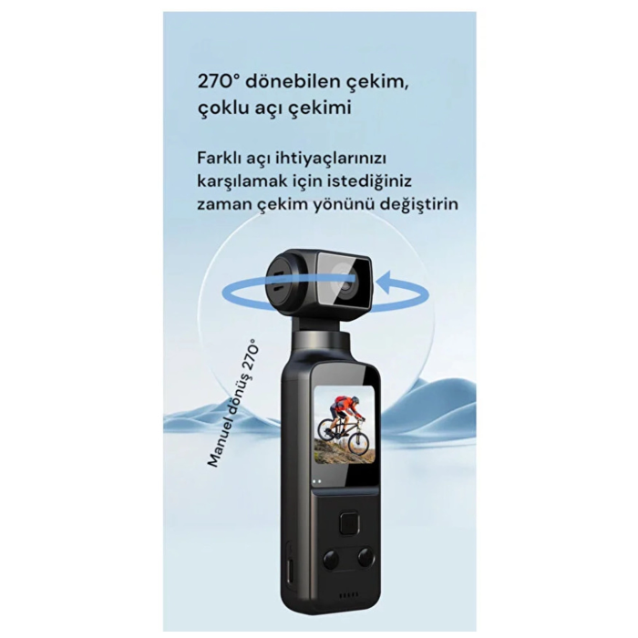 4k Ultra Hd 270° Döndürülebilir Su Geçirmez Kablosuz Vlog Spor Ve Aksiyon Kamerası -