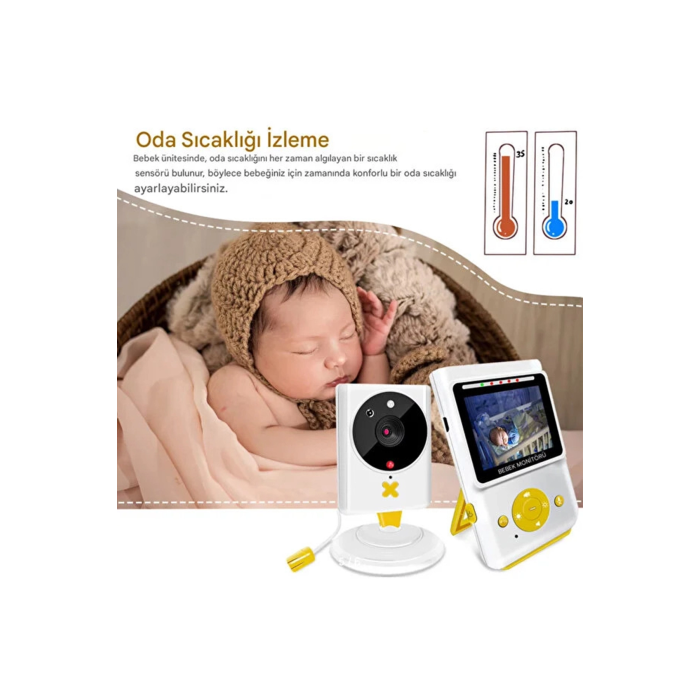 Akıllı Bebek Kamerası Monitörlü Karşılıklı Konuşma Özellikli Sıcaklık İzleme 2.4 İnç Bebek Kamerası -