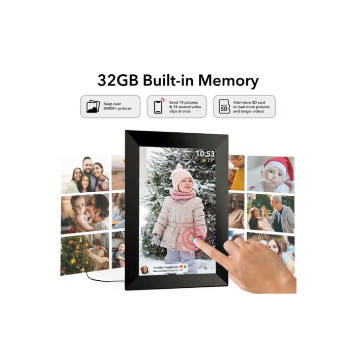 Dijital Fotoğraf Çerçevesi Kablosuz 10.1 İnç 32gb Dokunmatik Ekran, Uygulama Üzerinden Fotoğraf/video Paylaşımı -