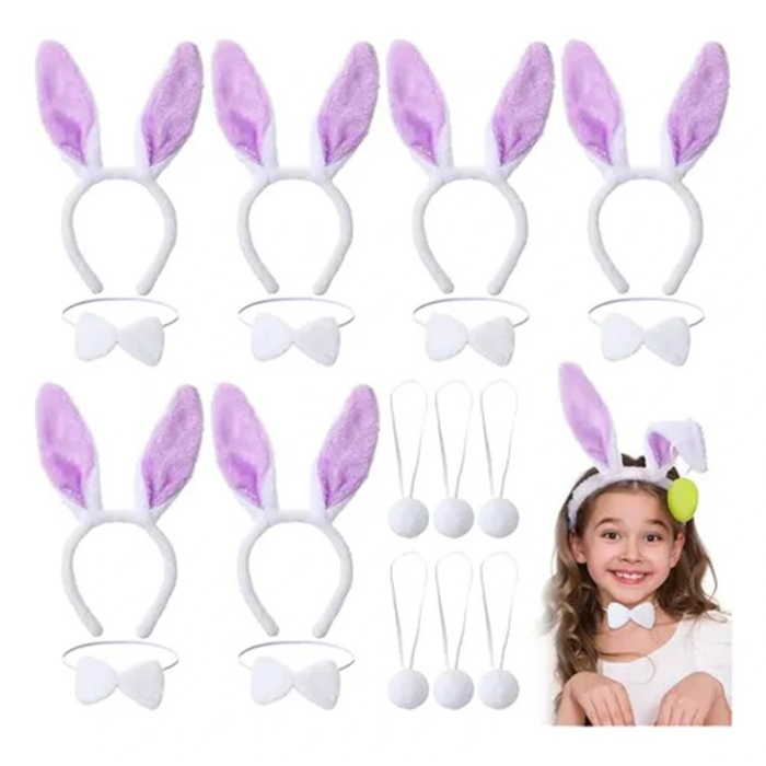 Lila Mor Tavşan Kulak Papyon Kuyruk 339lü Parti Seti -