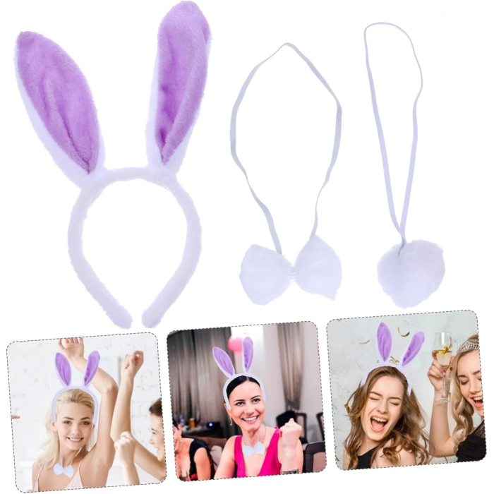 Lila Mor Tavşan Kulak Papyon Kuyruk 339lü Parti Seti -