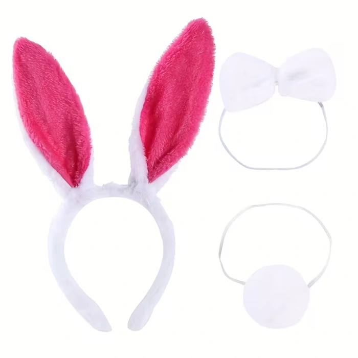 Fuşya Pembe Tavşan Kulak Papyon Kuyruk 339lü Parti Seti -