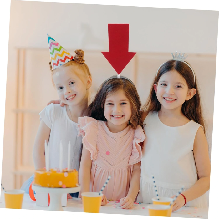 Kişiselleştirilebilir Ok Taç – Üzerine Yazı Yazılabilen Parti Tacı Kırmızı Renk -