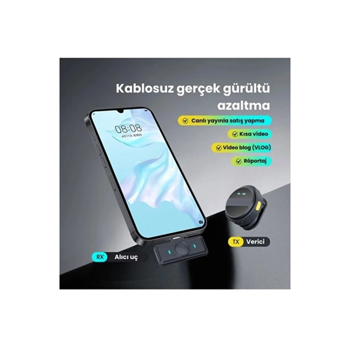 2 Adet Profesyonel Kablosuz Yaka Mikrofonu Typce Uyumlu Manyetik Klipsli -