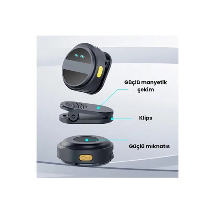 2 Adet Profesyonel Kablosuz Yaka Mikrofonu Typce Uyumlu Manyetik Klipsli -