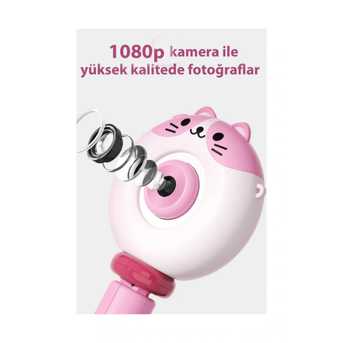 Hd Kamera Karikatür Tripodlu Çocuk Dijital Kamera Fotoğraf Makinası 1080p Video Kaydedici 2.0 İnç -