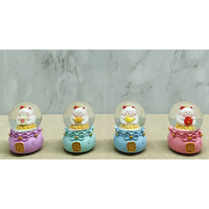 Şans Kedisi Işıklı Kar Küresi Alk4914 -