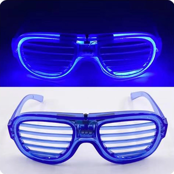 Mavi Led Işıklı Parti Gözlüğü - Neon Glow Şerit Gözlük 3 Modlu -