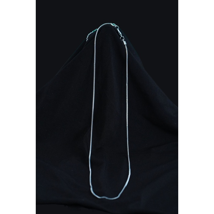 Unisex Tilki Kuyruğu Künye ile Gümüş Kolye Seti