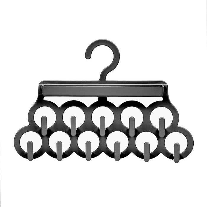 Kravat ve Şal Askısı - Takı ve Aksesuar Düzenleyici Askı - Siyah -