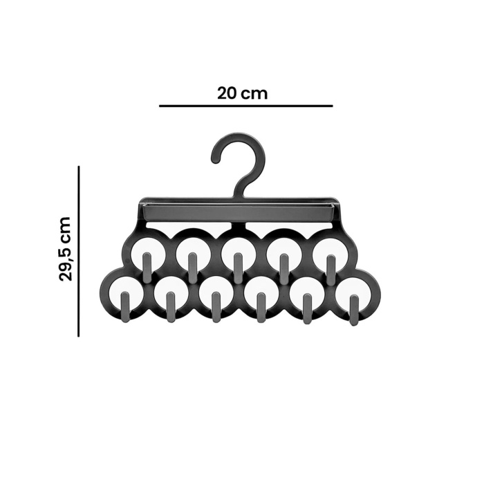 Kravat ve Şal Askısı - Takı ve Aksesuar Düzenleyici Askı - Siyah -