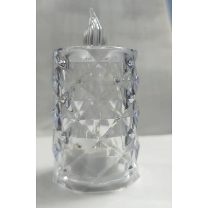 Led Mum Şeffaf Kristal LED Mum Pilli Alevsiz Çay Mumu Düğün Doğum Günü Ortam Işığı Mini -