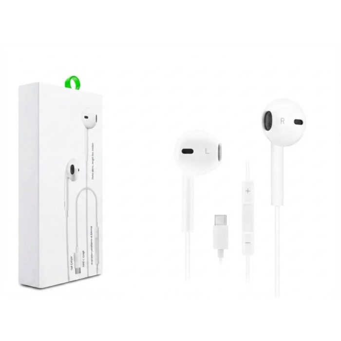 Type-C Mikrofonlu Kablolu Kulaklık - Ses Kontrol Tuşlu Beyaz -