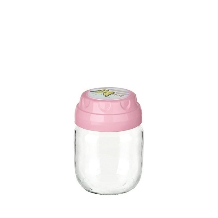 3lü Set Vintage Dekoratif Desenli Cam Kavanoz 425ml - 14,3 oz -