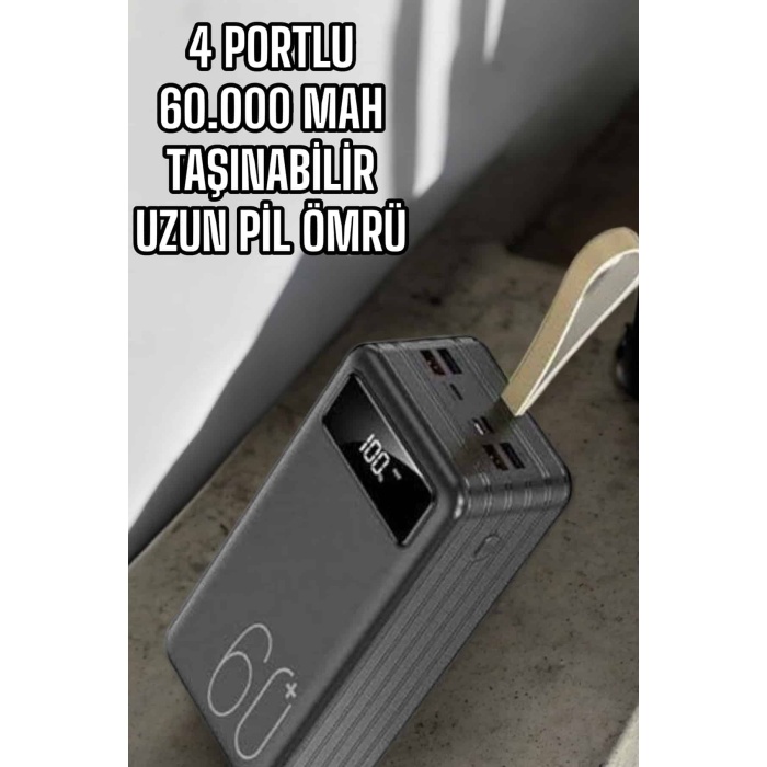 Powerbank 60.000 MAH Dijital Göstergeli 4 Portlu Taşınabilir -