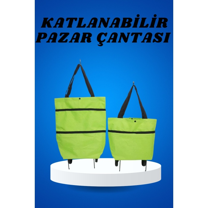 Pazar Arabası ve Alışveriş Çantası Çift Yönlü Kolay Tekerlekli Taşınabilir -