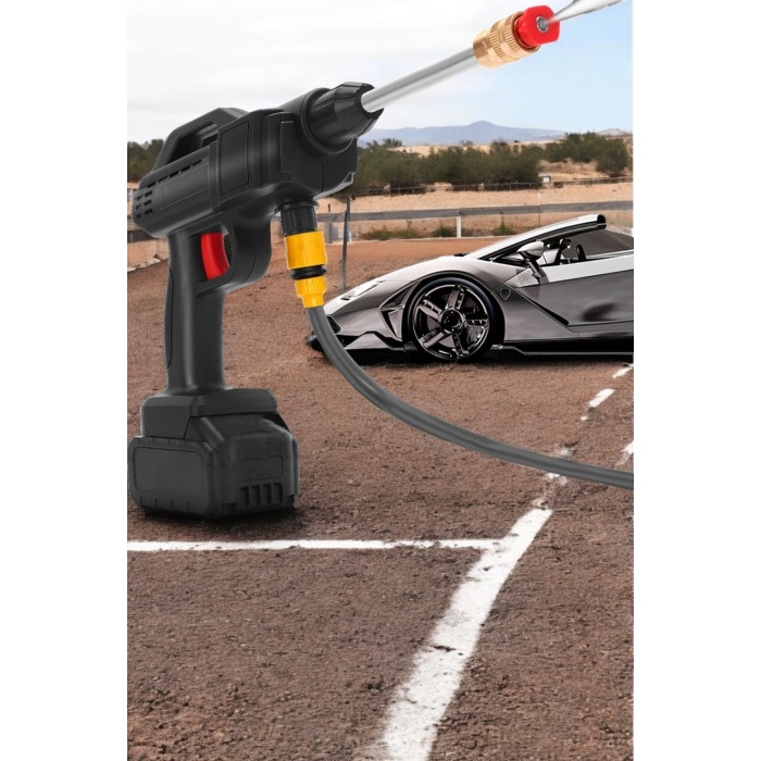 Şarjlı Oto Yıkama Tabancası Su Basınçlı Hazneli Bataryalı -