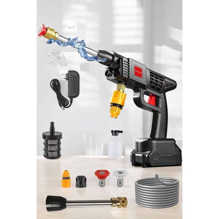 Şarjlı Oto Yıkama Tabancası Su Basınçlı Hazneli Bataryalı -