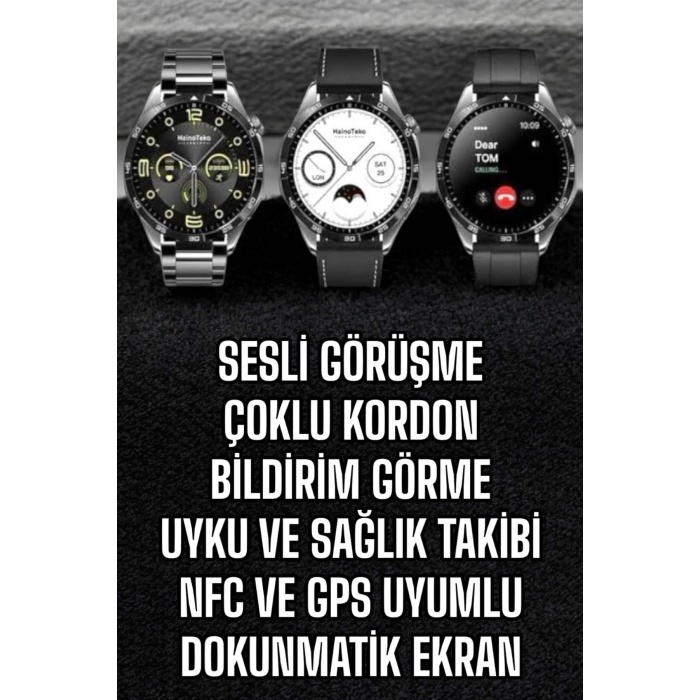 Akıllı Saat Titreşimli Amoled Ekran Uyku ve Sağlık Takibi Sesli Görüşme -