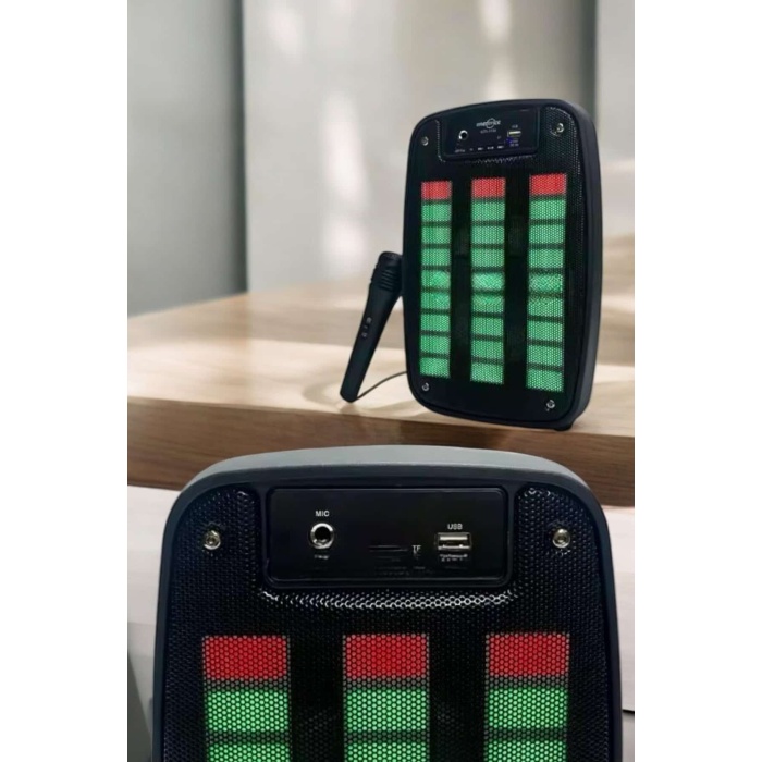 Kablosuz Bluetooth Hoparlör Taşınabilir 6.5 inç LED Işık Kareoke -