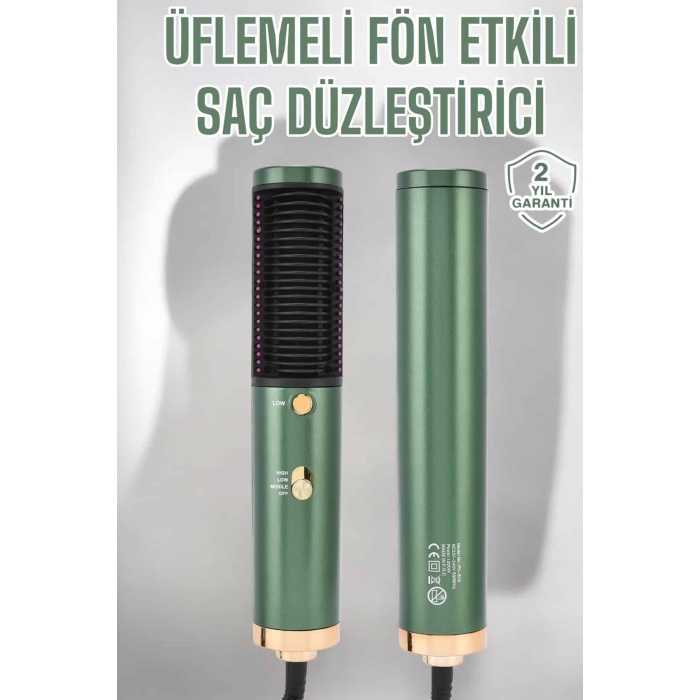 Üflemeli Fön Tarak Düzleştirici Seramik Kaplama Elektriklenme Karşıtı -