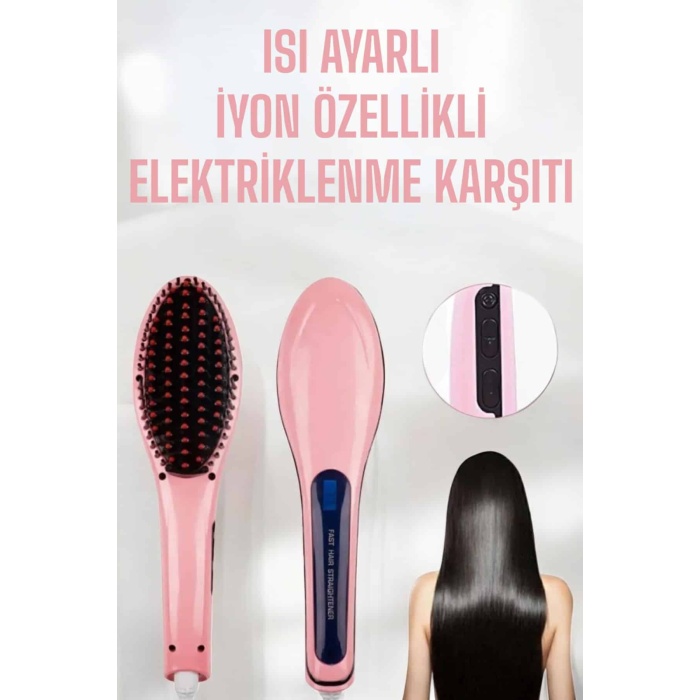 Fön Etkili Saç Düzleştirici Tarak Yıpranma Karşıtı Döner Kablo Isı Ayarlı -
