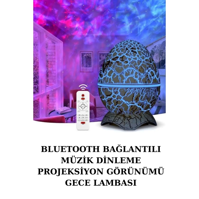 Yumurta Şeklinde Su Dalgalı Bluetooth Speaker Lamba Renkli Şarjlı -