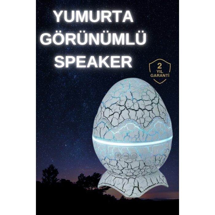 Dinozor Yumurtası Gece Masa Lambası Bluetooth Hoparlör 14 Renk Seçeneği -