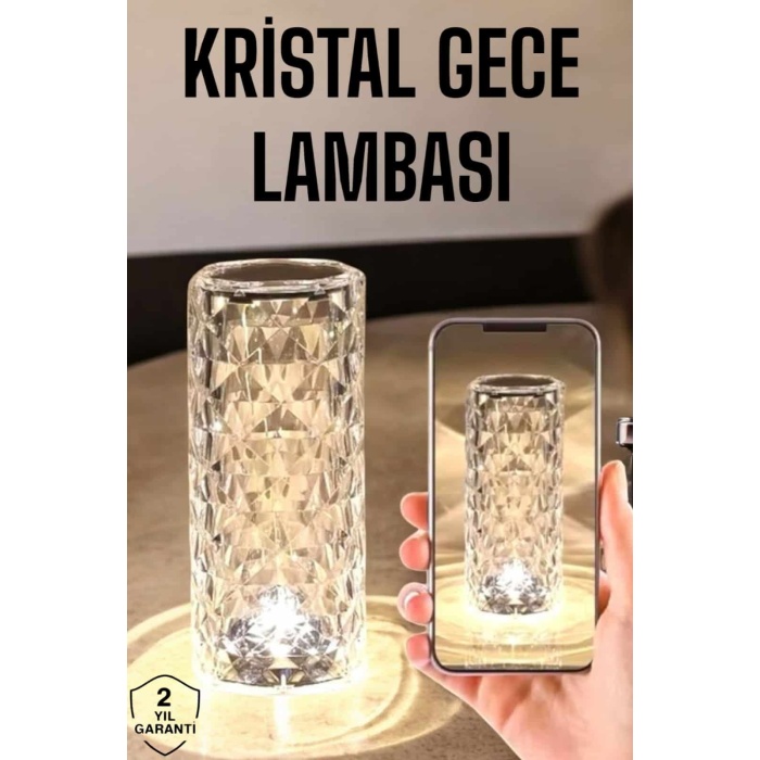 Kristal Dokunmatik Ve Kumandalı Masa Ve Gece lambası -