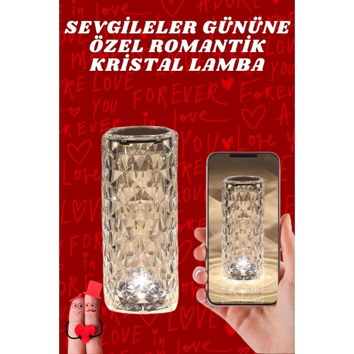 Sevgililer Günü İçin Hediye Kristal Lamba Sevgiliye Hediye USB Şarjlı Gece Lambası -