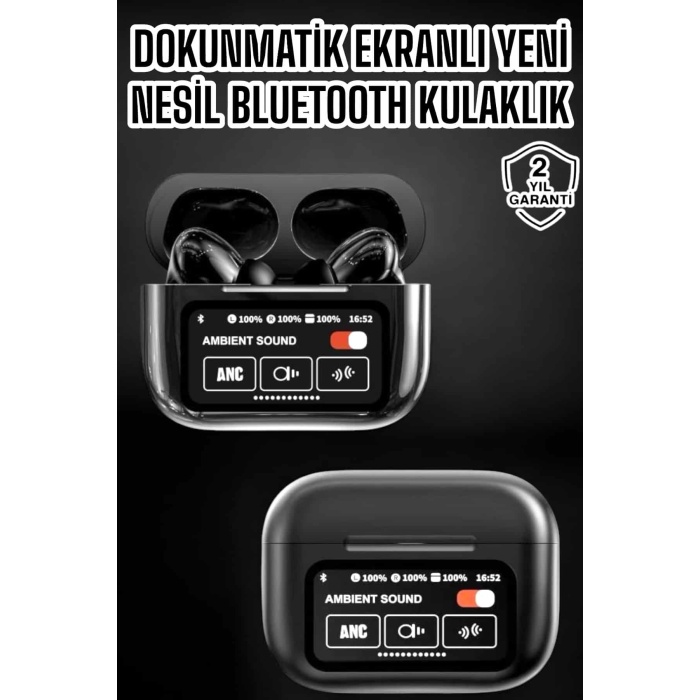 Bluetooth Kulaklık Kablosuz Ekranlı ANC/ENC Destekli Dokunmatik -