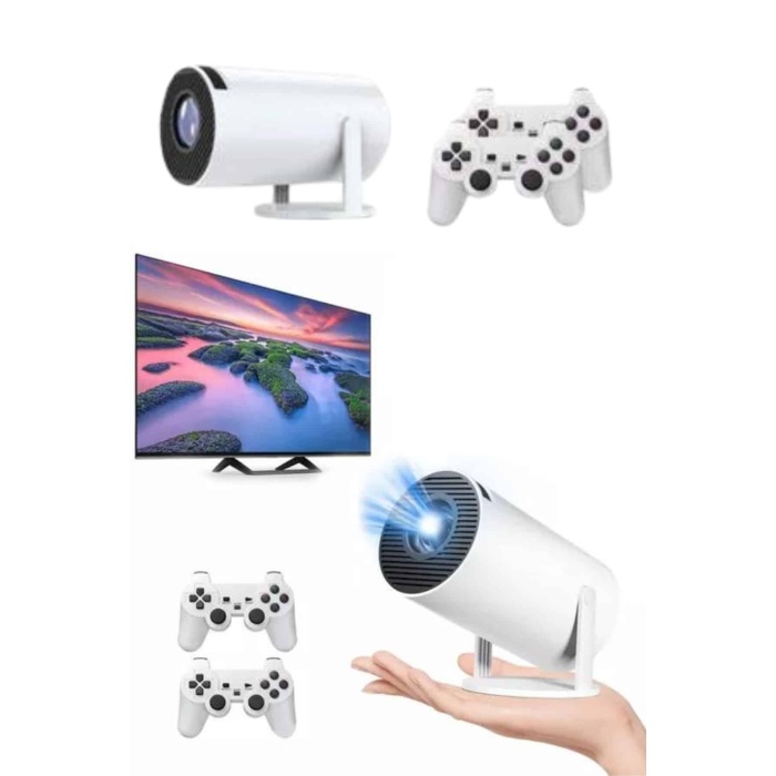 Projeksiyon Cihazı Video Oyun Konsolu Projektör Taşınabilir Ayaklı Çift Kollu 4K Çözünürlüklü -