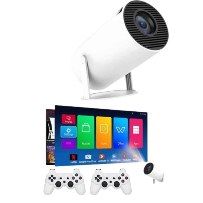 Projeksiyon Cihazı Video Oyun Konsolu Projektör Taşınabilir Ayaklı Çift Kollu 4K Çözünürlüklü -