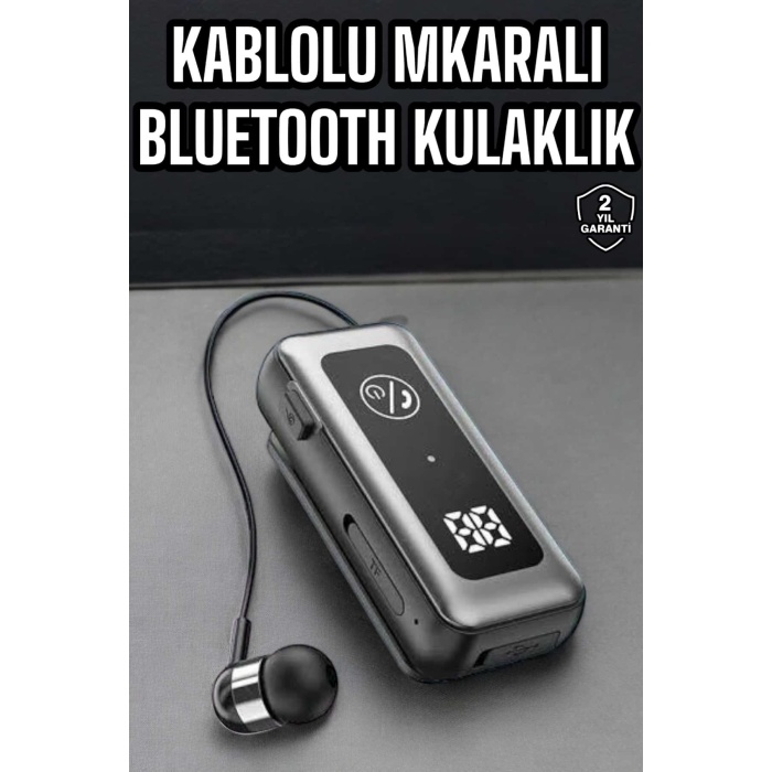 Kablolu Bluetooth Kulaklık Kulak İçi Stereo Mikrofonlu Dijital Göstergeli -