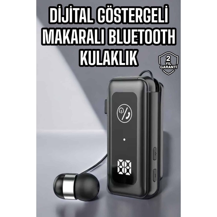 Kablolu Makaralı Bluetooth Kulaklık Uzun Pil Ömrü Dijital Göstergeli -