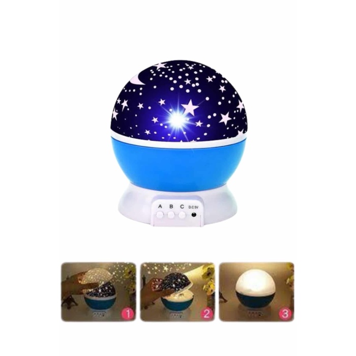 Yıldızlı Gece Lambası Mor Projeksiyon Görünümlü Masa Lambası Renk Değiştirebilen -