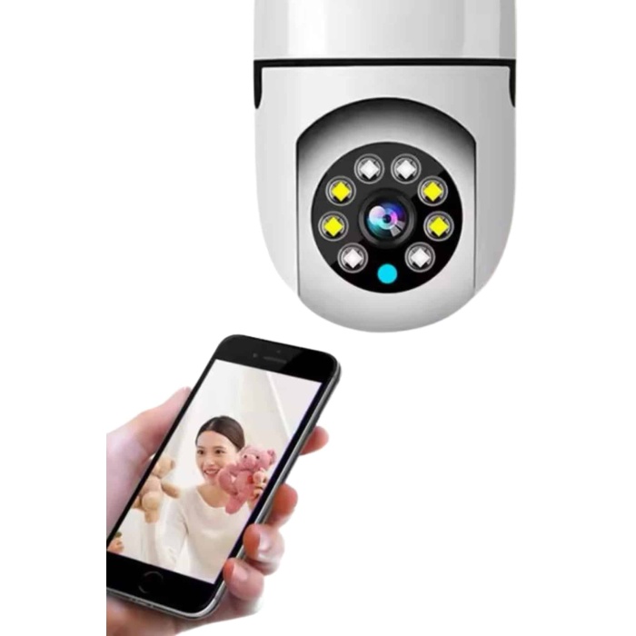 Ev Kamerası Wifi Kamerası Gece Görüşlü Akıllı Ampül Kamera -