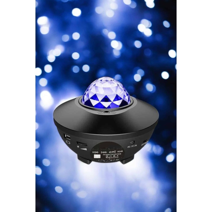 Projektör Yıldız Gece Lambası Disko Topu Bluetooth Bağlantılı Taşınabilir Şarjlı -