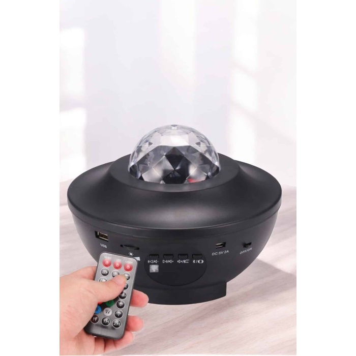 Projektör Yıldız Gece Lambası Disko Topu Bluetooth Bağlantılı Taşınabilir Şarjlı -