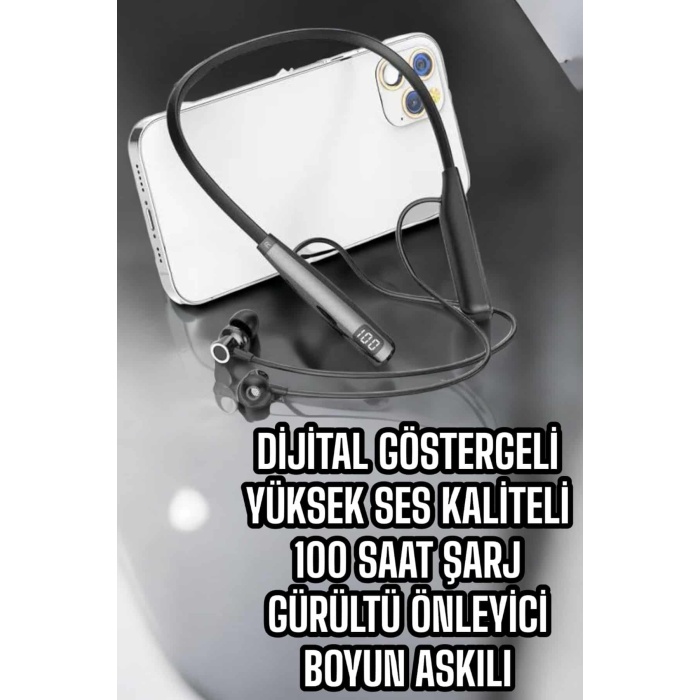 Boyun Bantlı Bluetooth Kulaklık Yüksek Ses Kaliteli 100 Saat Kulaklık -