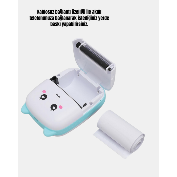 Mini Bluetooth Termal Yazıcı 1200mAh Şarjlı Taşınabilir -
