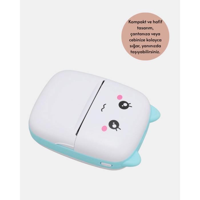 Mini Bluetooth Termal Yazıcı 1200mAh Şarjlı Taşınabilir -