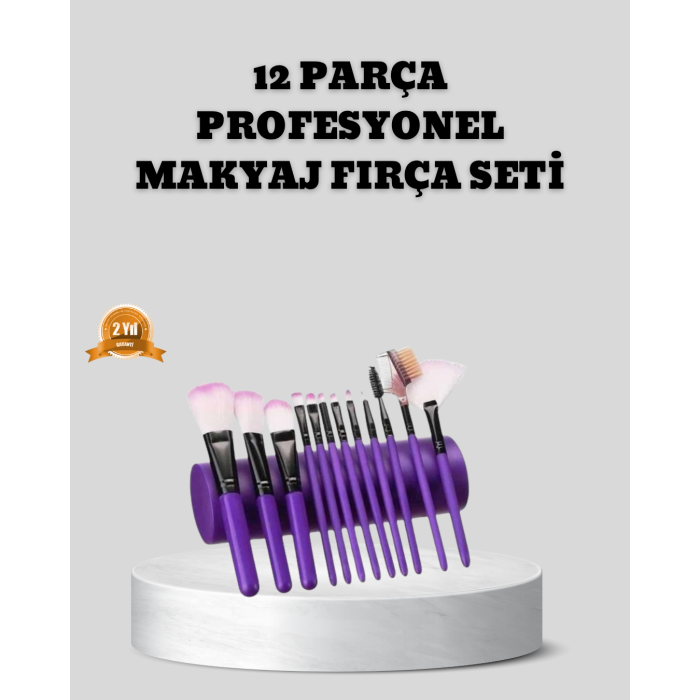 12 Parça Makyaj Fırça Seti – Profesyonel ve Günlük Kullanıma Uygun -