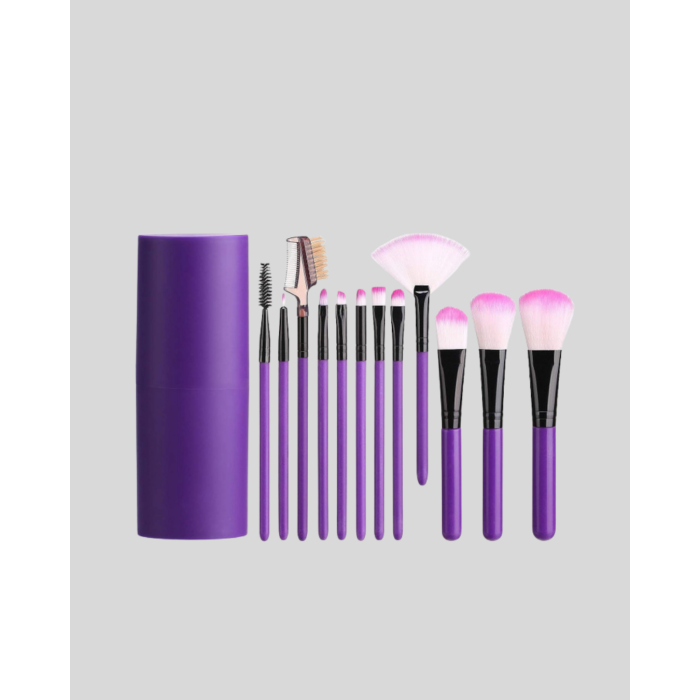 Ultra Yumuşak 12’li Makyaj Fırça Seti – Dökülme Yapmaz, Dalin Şampuan ile Temizlenebilir -